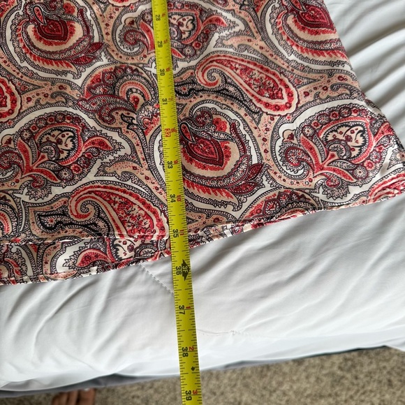 Massimo Dutti Red Pink and Black Paisley Midi Dress Tank V Neckline - Picture 3 of 8